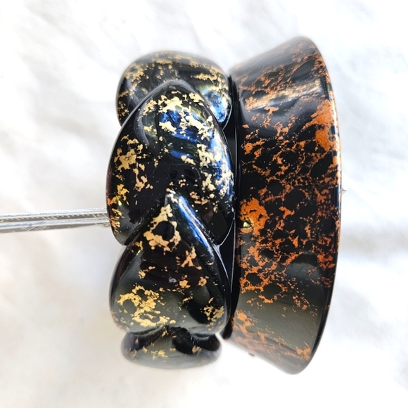 Pair VTG bangle bracelets speckled metallic by Van Allen - Picture 2 of 11